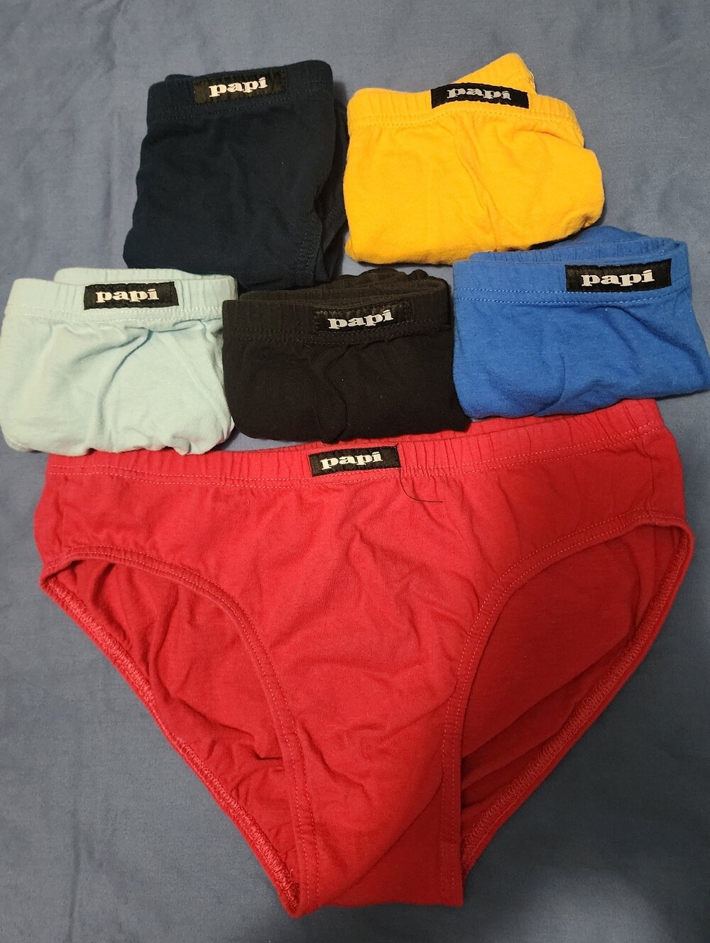 Papi Men's Briefs 6-Pack - Hot Pink, Black, Yellow, Navy, Light Blue, Royal Blue
